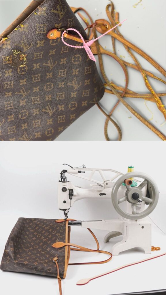 Renowacja torebki Louis Vuitton – wymiana rączek w pracowni kaletniczej Mr.Shoe
